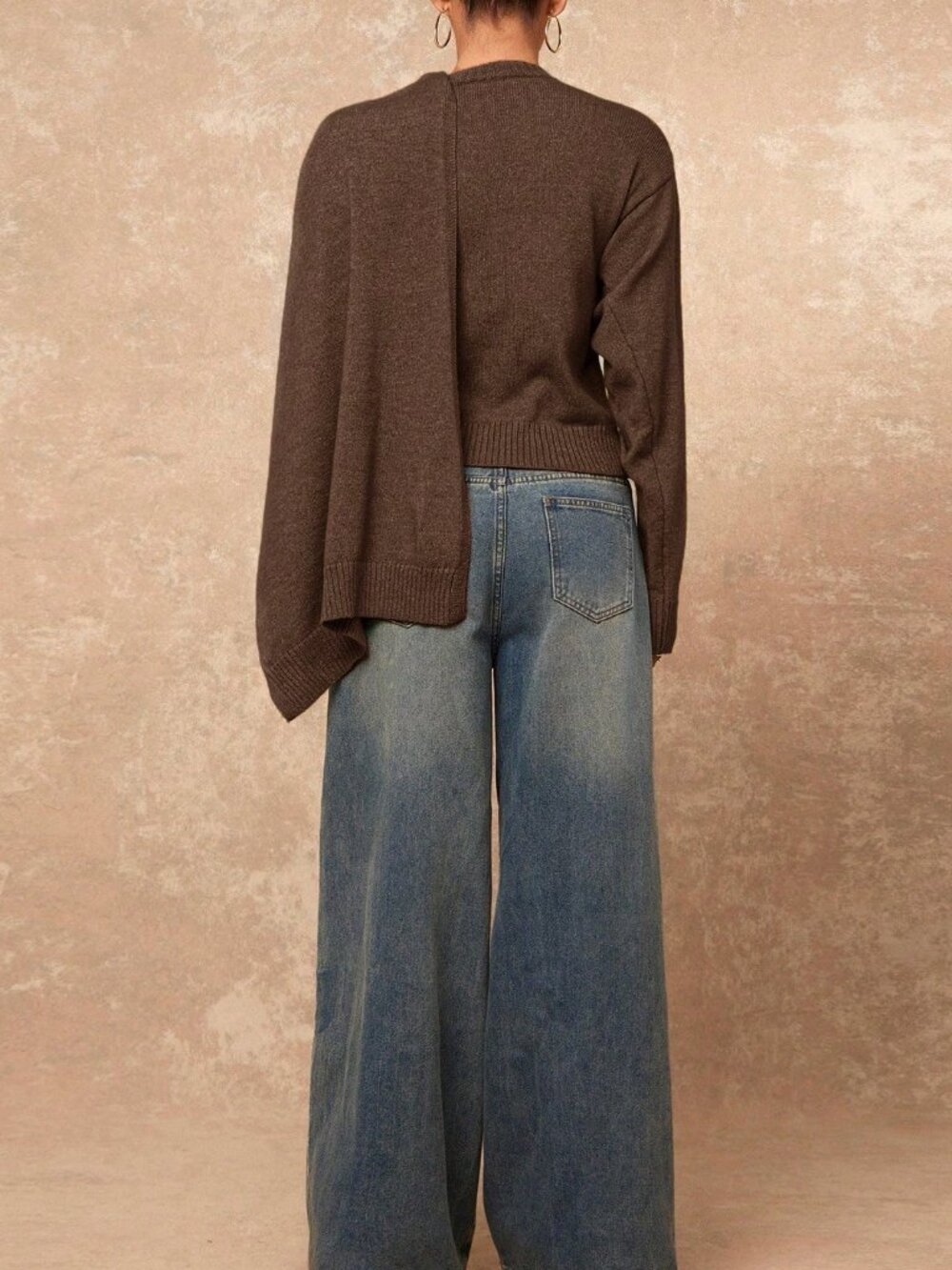 Coffee Brown Women's Elegant Dark Turtleneck Office Sweater - Picture 7 of 8